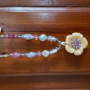 Bohm Yellow Flower Beaded Necklace